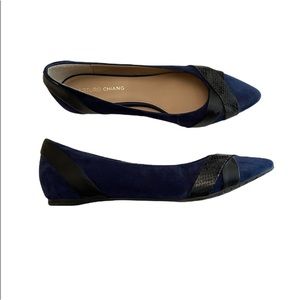 Arturo Chiang 100% suede leather blue slip on flat shoes size 9 1/2